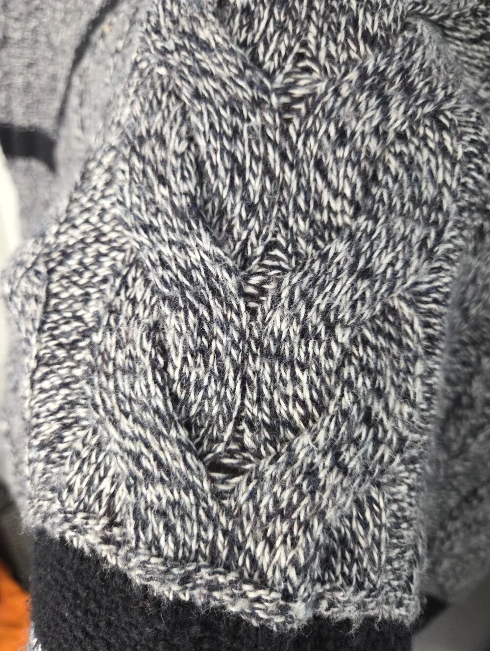 Madewell Women's Medium Marled Gray & Black Striped Cable Knit Pullover Sweater